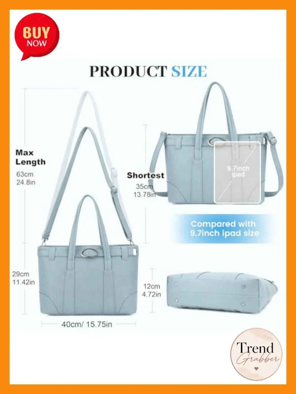 Soft Vegan Leather Satchel Tote Bag with Detachable Strap Large Capacity